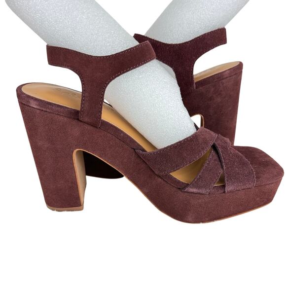 SPLENDID PIPER SUEDE PLATFORM BLOCK HEEL SANDAL IN RAISIN NWOB SIZE 6.5M - Picture 4 of 14
